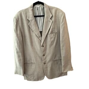 Gap Men’s Blazer 100% Linen Beige 45R Professional Beach Resort Miami Vice
